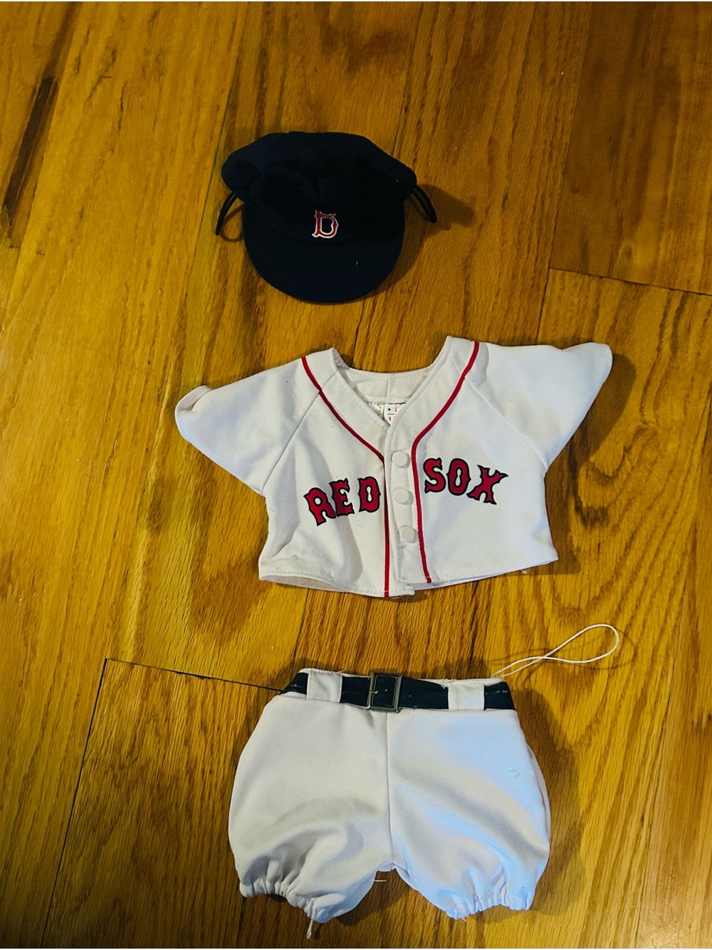 Build-A-Bear White & Red 'Red Sox' Button Front Baseball Shirt and Shorts Set